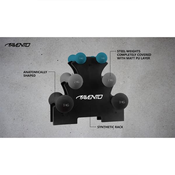 Avento Hand Weight Set With Rack Blå,Svart,Grå 1 to 3 kg