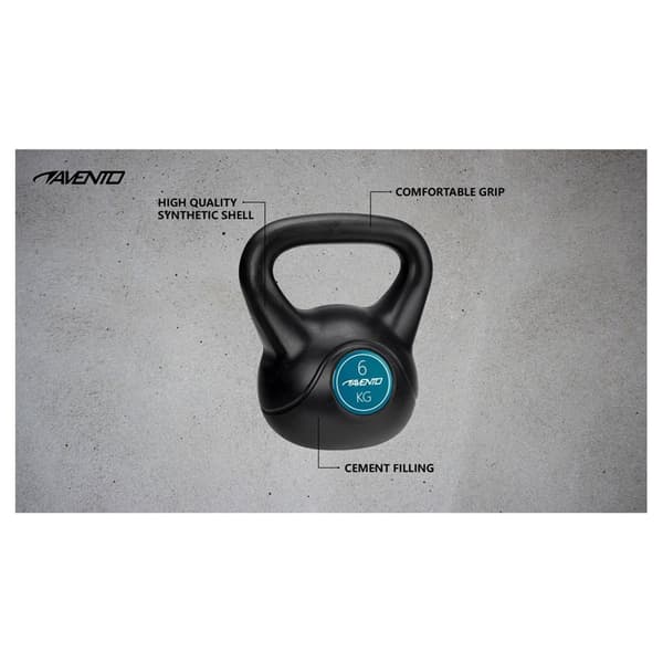 Avento Kettlebell Plastic Concrete 6kg Svart 6 kg