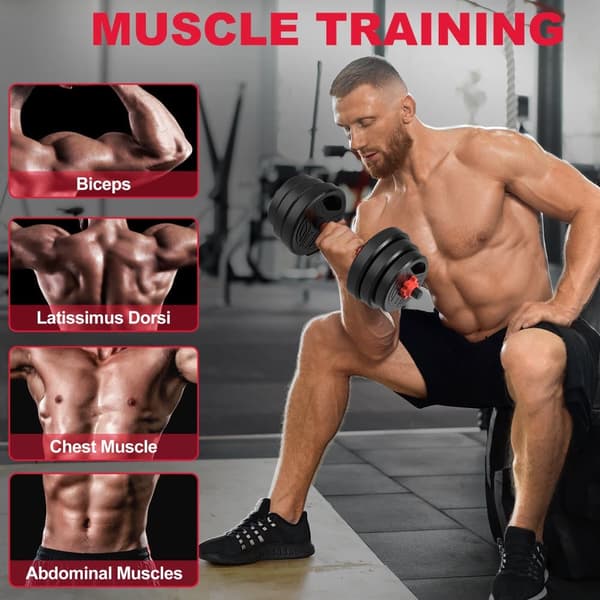 20kg Home Fitness Justerbara Vikter Dumbbells Set för Män Kvinnor