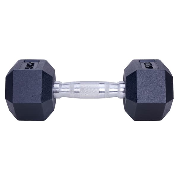 Käsipaino 6 kg - kuusikulmio - musta - kumi - 2 kpl sarja
