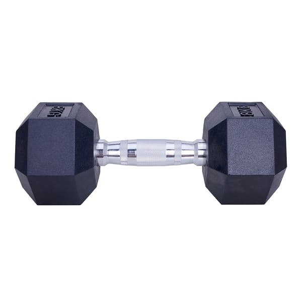 Hantel 8 kg - Hexagon - Svart - Gummi - Set om 2