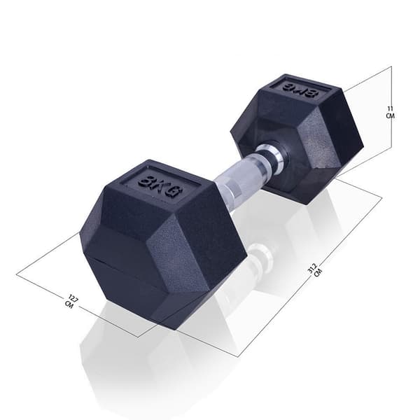 Hantel 8 kg - Hexagon - Svart - Gummi - Set om 2