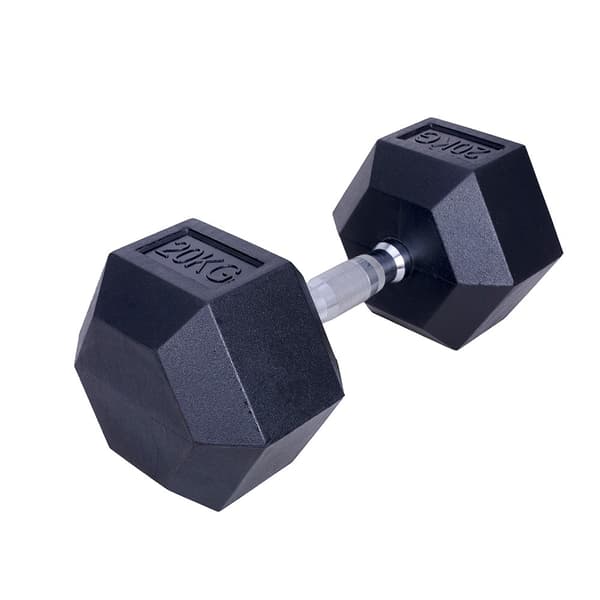Håndvægt 20 kg - Hexagon - Sort - Gummi