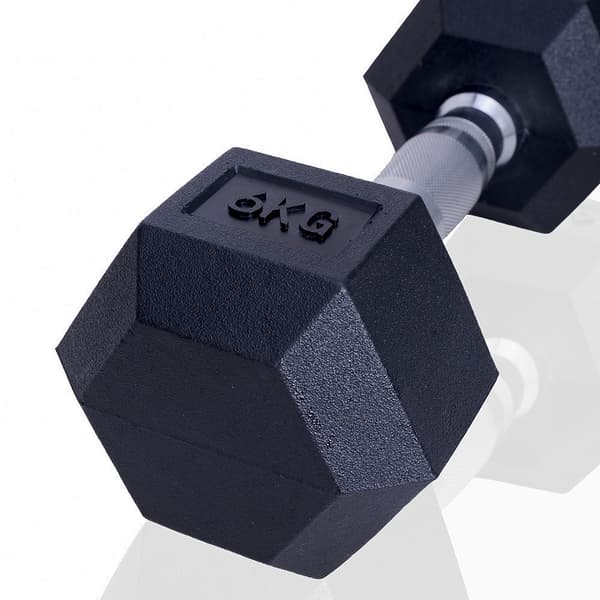 Hantelset sexkant - svart gummi - 12 stycken - 143 kg