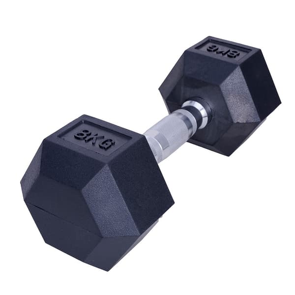 Hantelset sexkant - svart gummi - 12 stycken - 143 kg