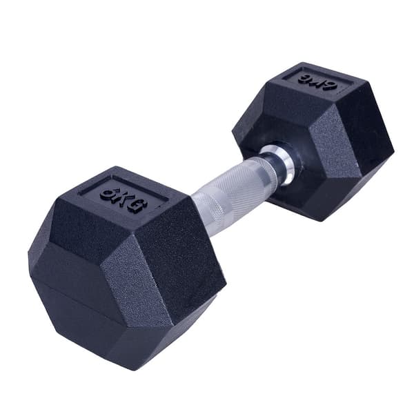 Hantelset sexkant - svart gummi - 12 stycken - 143 kg