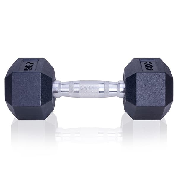 Hantelset sexkant - svart gummi - 12 stycken - 143 kg