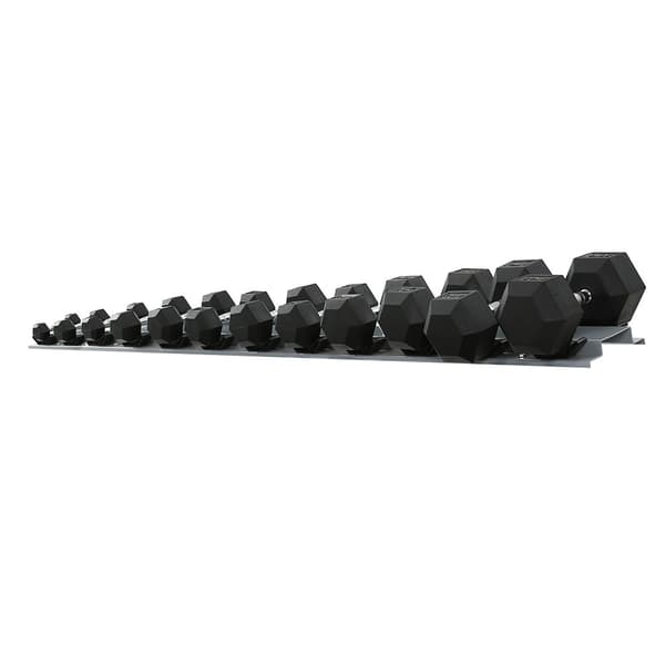 Hantelset sexkant - svart gummi - 12 stycken - 143 kg