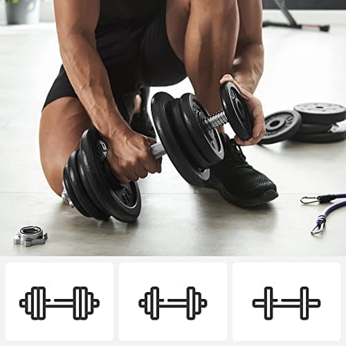 Halter Set - hantel - justerbar - gjutjärn - för hemgymnastik