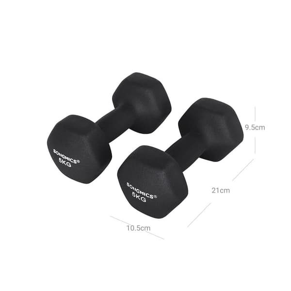 Halters - uppsättning av 2 x 5 kg - fitness hantlar - korta halterare
