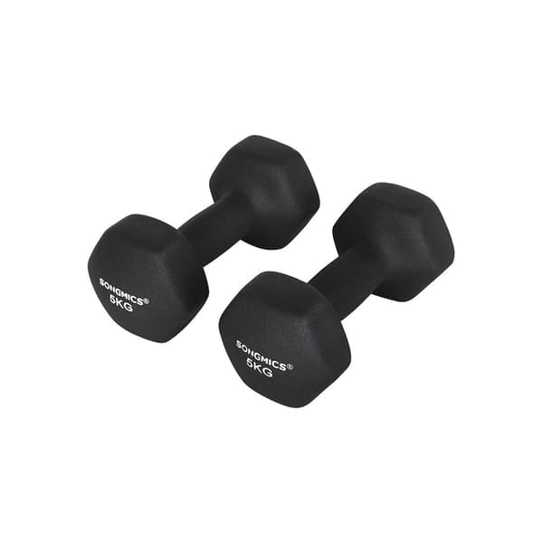 Halters - uppsättning av 2 x 5 kg - fitness hantlar - korta halterare