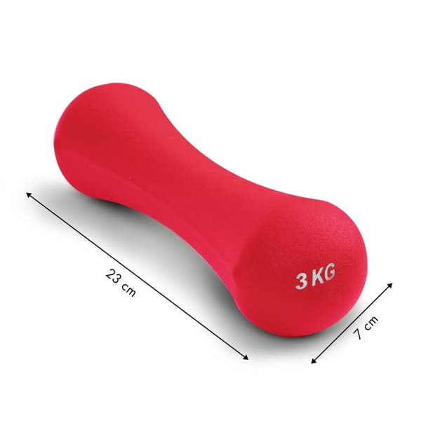 Stilfuldt mørkerødt Neopren håndvægt sæt - 2x 3kg til kvinders fitness