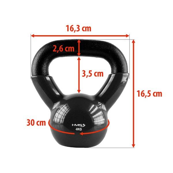KNV04 SVART KETTLEBELL GJUTJÄRN VINYLBELAGD HMS