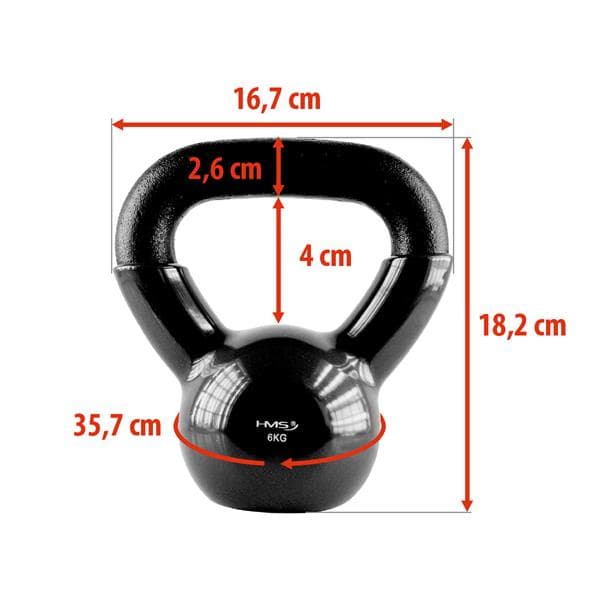 KNV06 SVART KETTLEBELL GJUTJÄRN VINYLBELAGD HMS