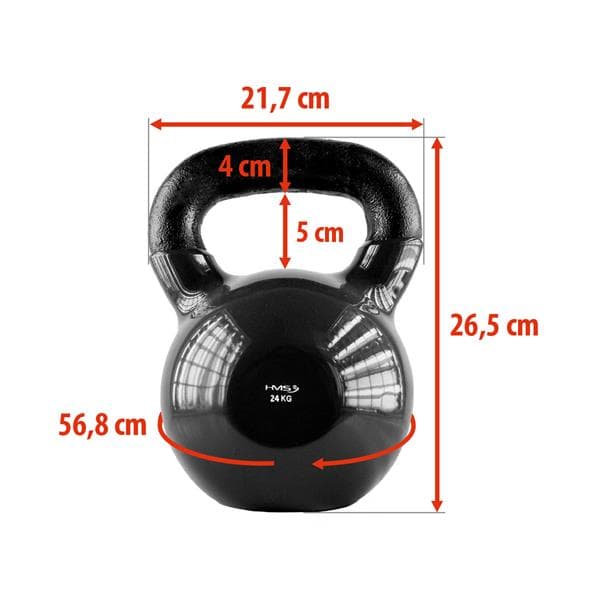 KNV24 MUSTA KETTLEBELL VALURAUTA VINYYLIPINNOITETTU HMS