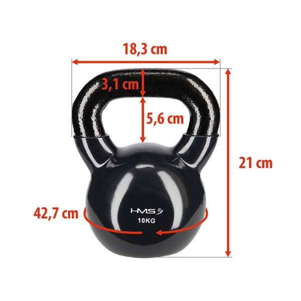 KNV10 SORT KETTLEBELL STØBEJRN VINYLBETRÆKET HMS
