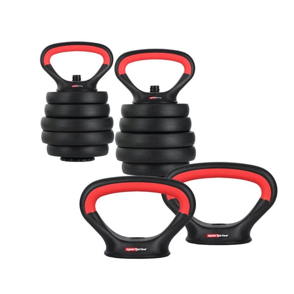 Justerbart håndvægtsæt + vægtstang + kettlebell 20kg 6i1
