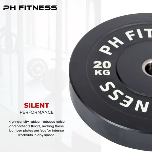 PH Fitness Bumper Plates Arvopaketti – Olympialuokan Kumipainolevyt 50 mm – Musta – Kotiin & Voimaharjoitteluun