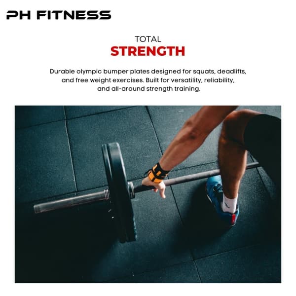 PH Fitness Bumper Plates Arvopaketti – Olympialuokan Kumipainolevyt 50 mm – Musta – Kotiin & Voimaharjoitteluun