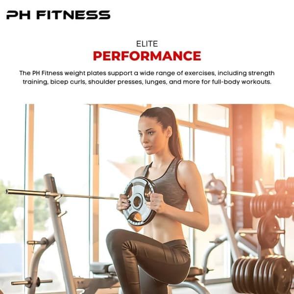 PH Fitness Olympiska Gummiviktskivor – Set om 2 – Tri-Grepp 50mm – 1,25KG till 20KG – För Powerlifting, CrossFit & Hemmaträning – Hållbara Skivor