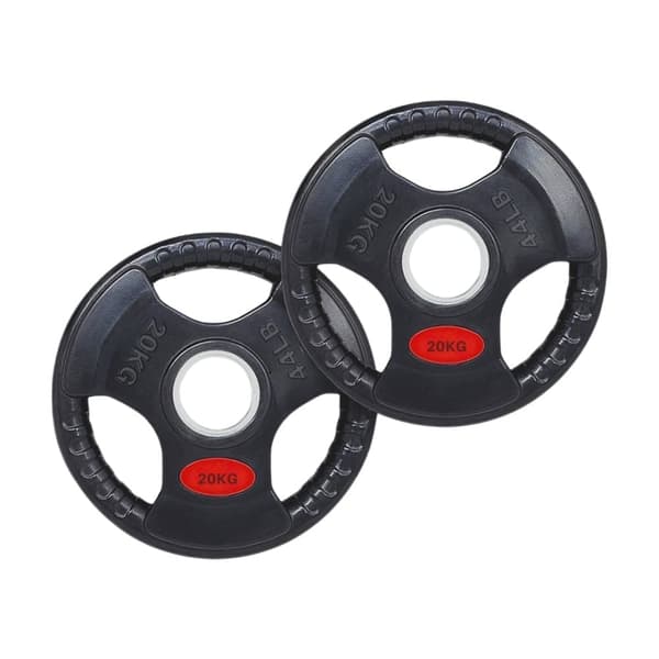 PH Fitness Olympiska Gummiviktskivor – Set om 2 – Tri-Grepp 50mm – 1,25KG till 20KG – För Powerlifting, CrossFit & Hemmaträning – Hållbara Skivor
