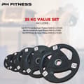 Miniatyrbillede 1 af 6: PH Fitness Vægtskivesæt – Premium Tri-Grip Gummi & Støbejern – 50mm Hul – Til Powerlifting, Styrketræning & Hjemmegym