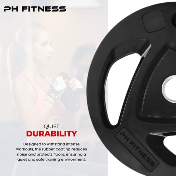 PH Fitness Viktplattor Set – Premium Tri-Grip Gummi & Gjutjärn – 50mm Hål – För Powerlifting, Styrketräning & Hemmagym