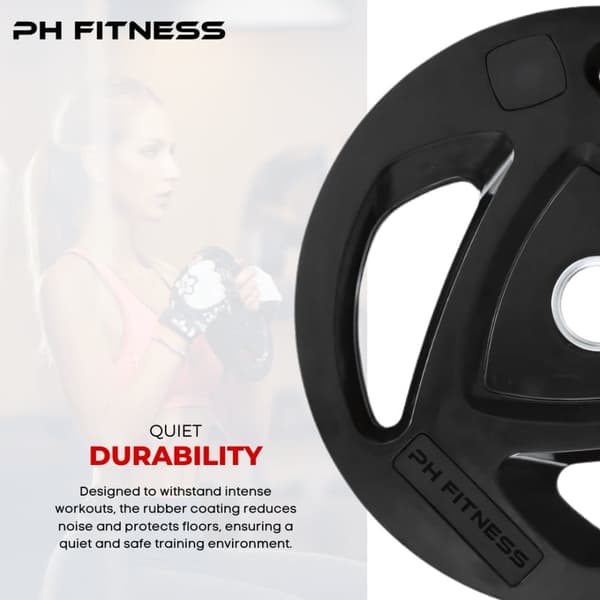 PH Fitness Vægtskivesæt – Premium Tri-Grip Gummi & Støbejern – 50mm Hul – Til Powerlifting, Styrketræning & Hjemmegym