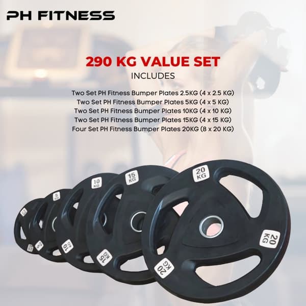 PH Fitness Vægtskivesæt – Premium Tri-Grip Gummi & Støbejern – 50mm Hul – Til Powerlifting, Styrketræning & Hjemmegym