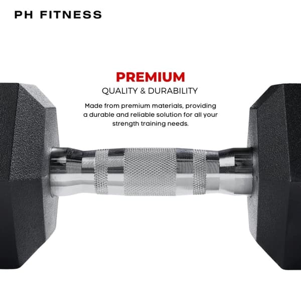 PH Fitness Hexa Dumbbell Håndvægtsæt | 2.5kg–30kg | Hexagon Håndvægte med Anti-Slip Greb | Til Styrketræning & Hjemmegym