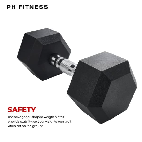 PH Fitness Hexa Dumbbell Håndvægtsæt | 2.5kg–30kg | Hexagon Håndvægte med Anti-Slip Greb | Til Styrketræning & Hjemmegym