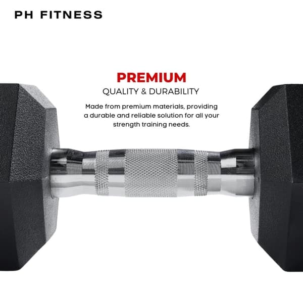 PH Fitness Hexa Dumbbell Håndvægtsæt | 2.5kg–30kg | Hexagon Håndvægte med Anti-Slip Greb | Til Styrketræning & Hjemmegym