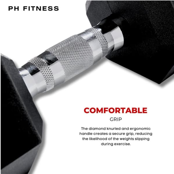 PH Fitness Hexa Dumbbell Håndvægtsæt | 2.5kg–30kg | Hexagon Håndvægte med Anti-Slip Greb | Til Styrketræning & Hjemmegym