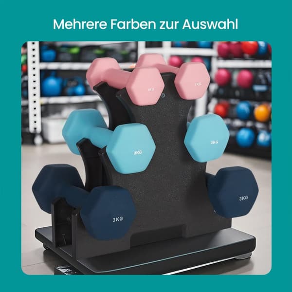 Halkerset - 3 par håndvægte på 2 x 1 kg til hjemmet fitness