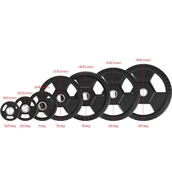 TOH25 SORT OLYMPISK PLADE GUMMIBETRAGT 25 KG HMS