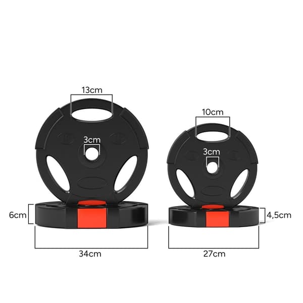 Hantelvikter Set, 4er-Set, Ø34x6T cm, Ø27x4,5T cm, Svart