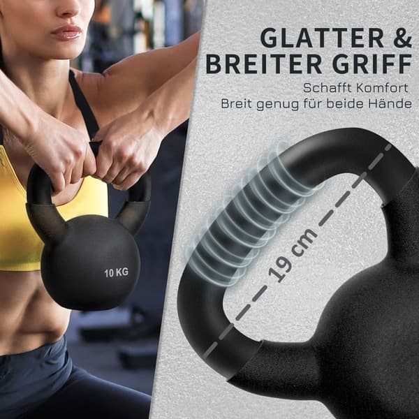 Kettlebell, 10 KG, 19x12x22 cm, Sort