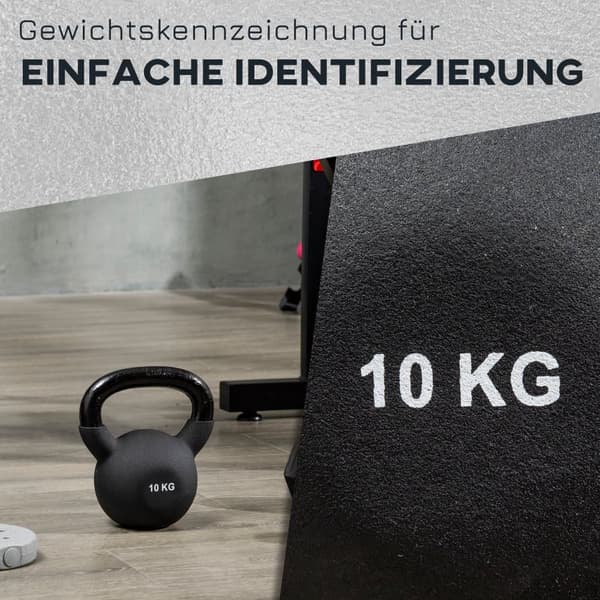 Kettlebell, 10 KG, 19x12x22 cm, Sort