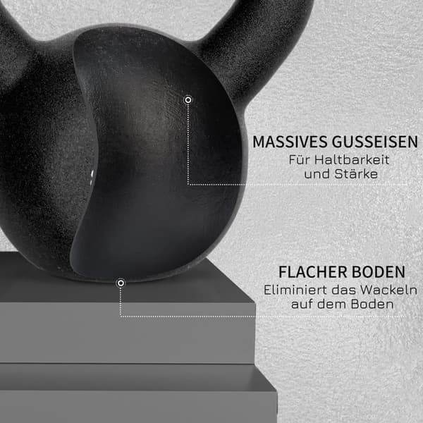 Kettlebell, 10 KG, 19x12x22 cm, Sort