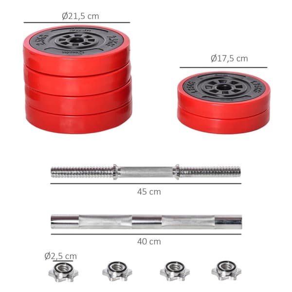 Dumbbell Sæt, 2-IN-1, Rød+Sort