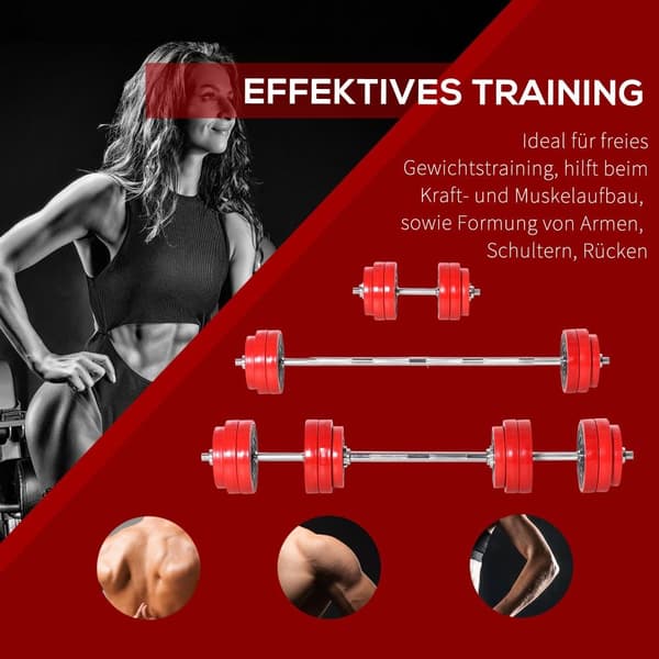 Dumbbell Sæt, 2-IN-1, Rød+Sort