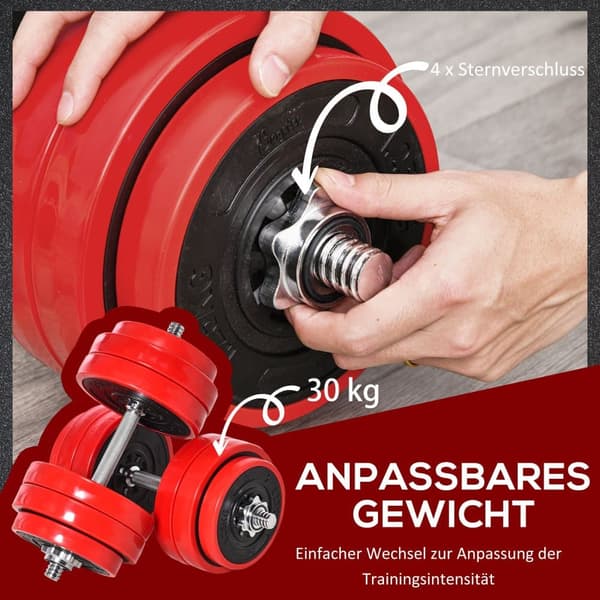 Dumbbell Sæt, 2-IN-1, Rød+Sort
