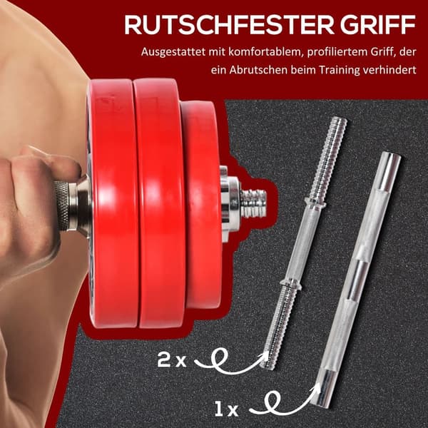 Dumbbell Sæt, 2-IN-1, Rød+Sort