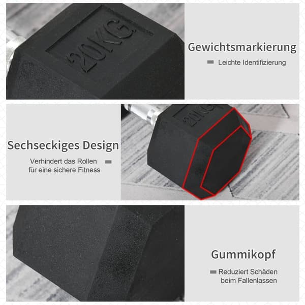 Käsipaino, kuusikulmainen, 35,6 cm, Musta