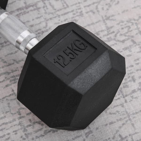 Hantel, Hexagon, 1x12.5 KG, Svart