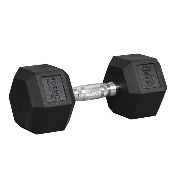 Hantel, Hexagon, 1x12.5 KG, Svart