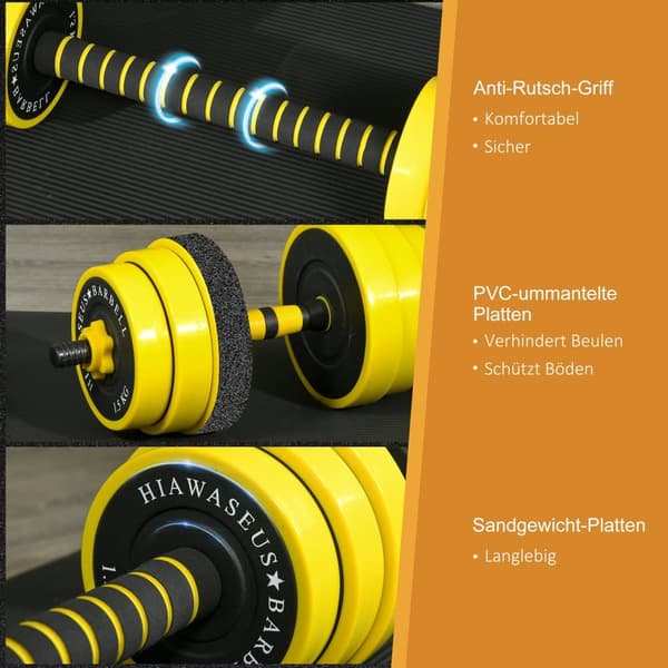 Dumbbell Sæt, 25 kg, Gul Sort