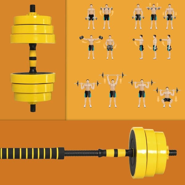 Dumbbell Sæt, 25 kg, Gul Sort