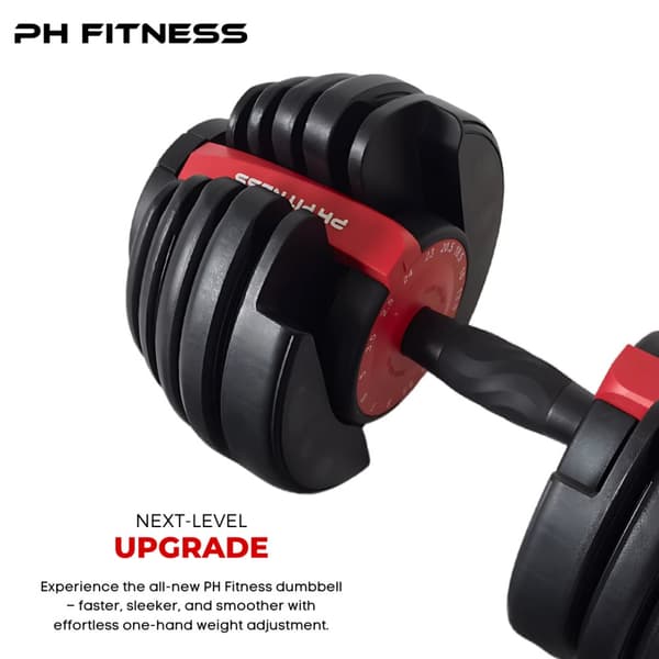 PH Fitness Uudet Säädettävät Käsipainot Setti (2 kpl) – Premium Dumbbellit 2,5–24 kg – 15 Painotasoa – Yhden Käden Säätö