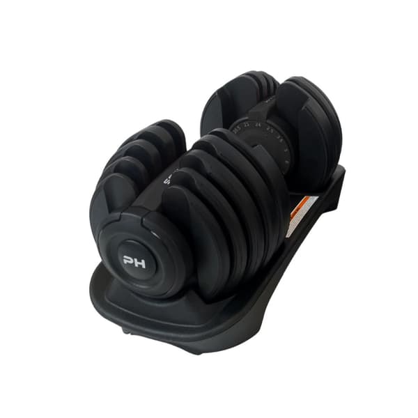 PH Fitness Nya Justerbara Hantlar (1 st) – Premium Dumbbell 2,5–24 kg – 15 Viktlägen – Enhandsgrepp & Snabb Justering